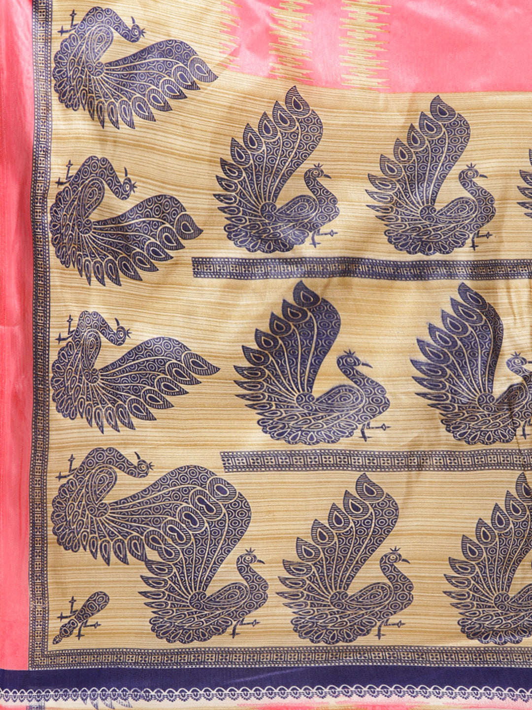Printed Bhagalpuri Saree with Traditional Patola Peacock Pattern