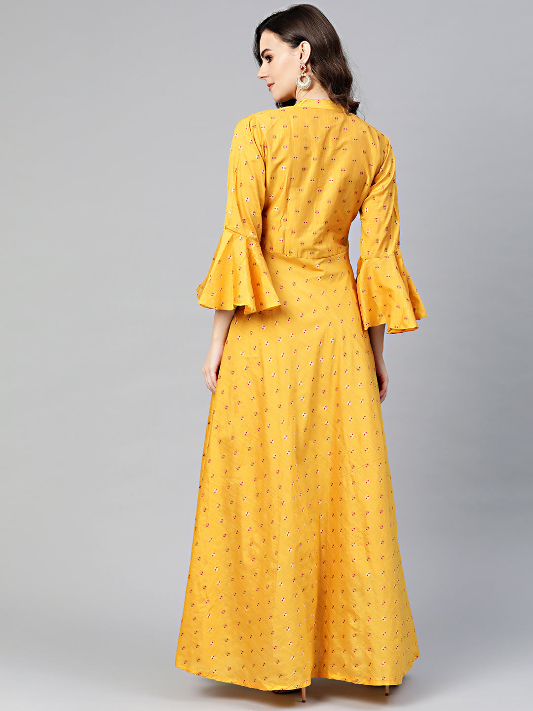 Anarkali Printed Kurta Dress with Bell Sleeves