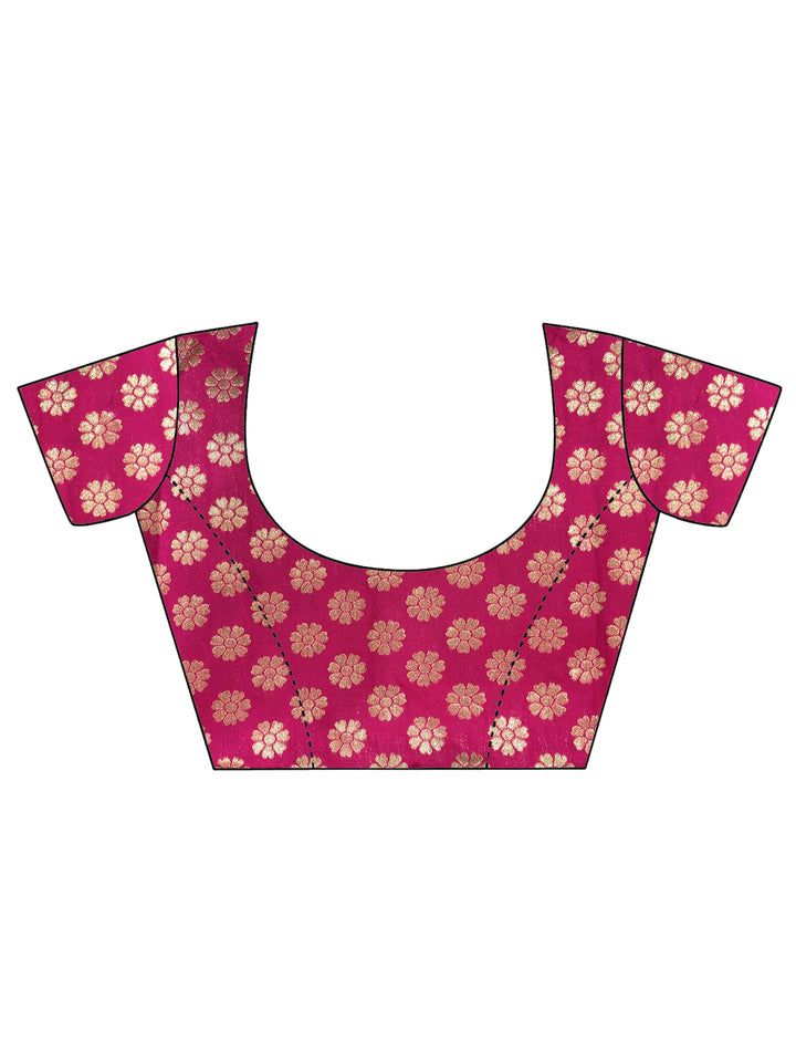 Magenta & Green Baluchari Design  Embroidered Banarasi Silk Lehenga Choli & Dupatta