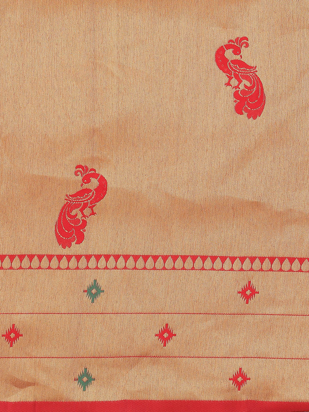 Red Zari Handwoven Paithani Silk Saree with Meenakari Peacock Motifs