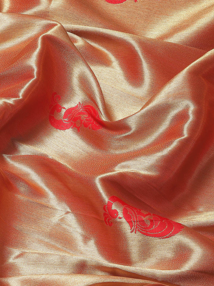 Red Zari Handwoven Paithani Silk Saree with Meenakari Peacock Motifs
