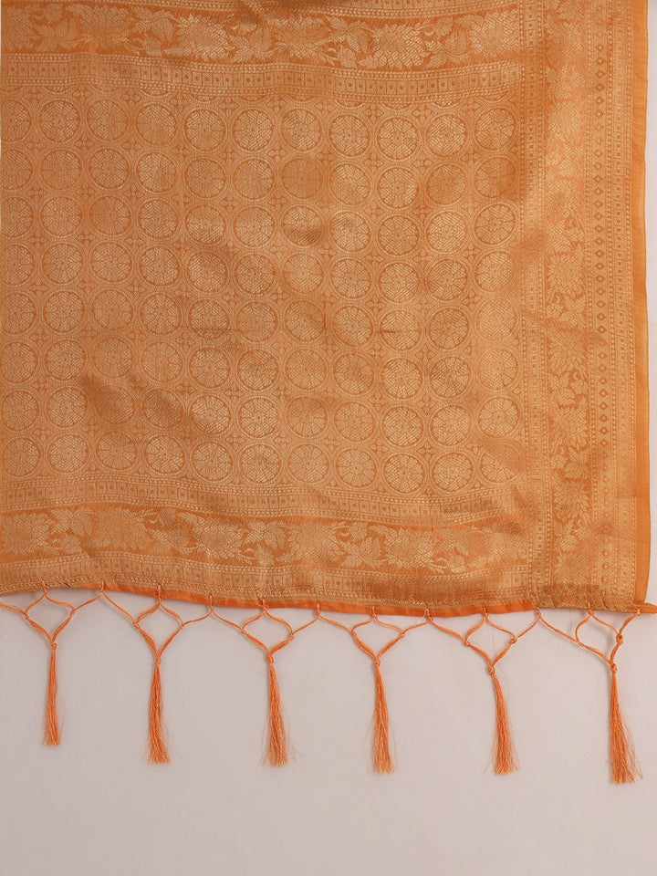 Banarasi Chanderi Saree with Multi Color Ombre style Resham Motifs