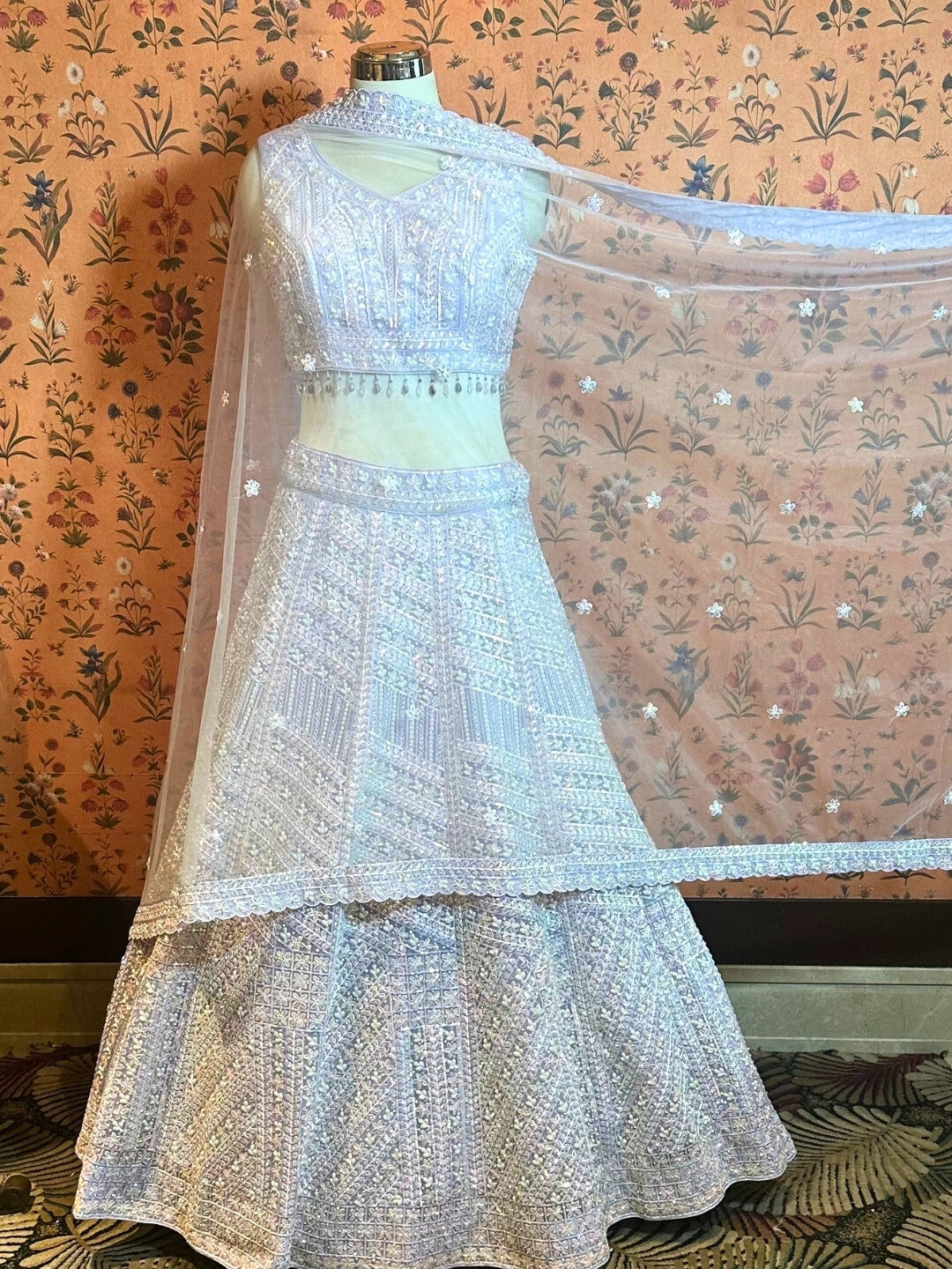 Lavender Shimmer Embellished Lehenga