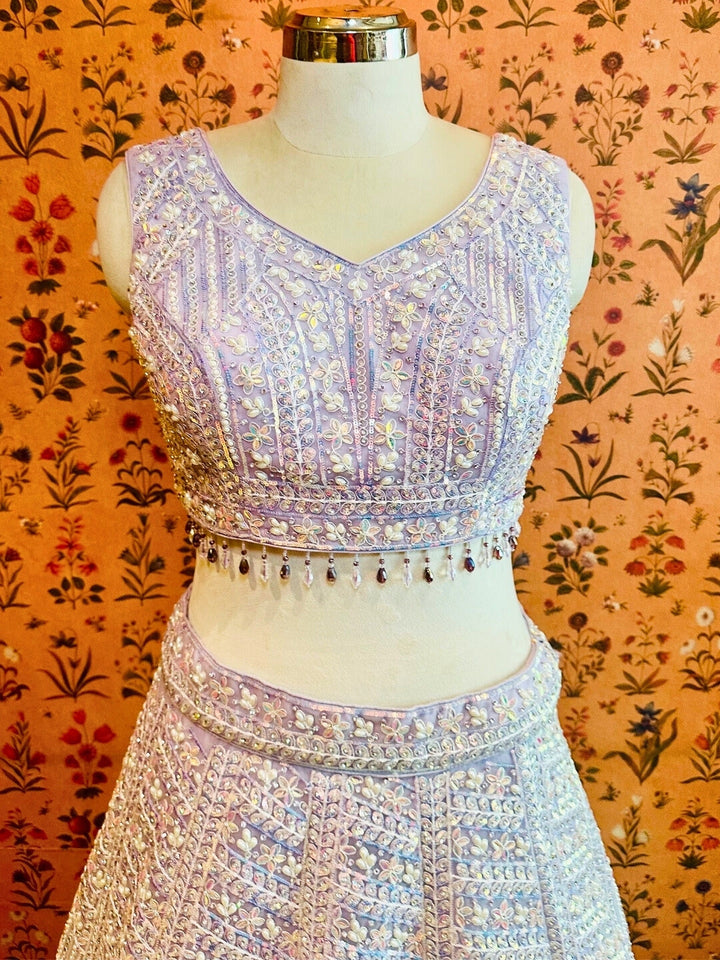 Lavender Shimmer Embellished Lehenga
