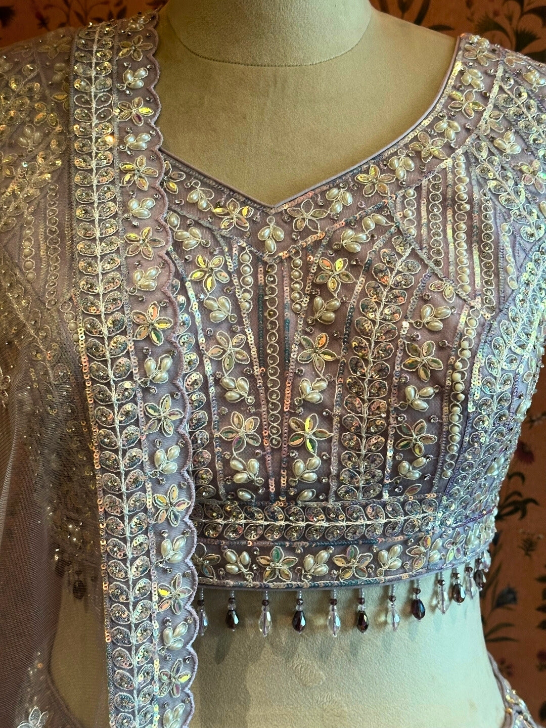Lavender Shimmer Embellished Lehenga