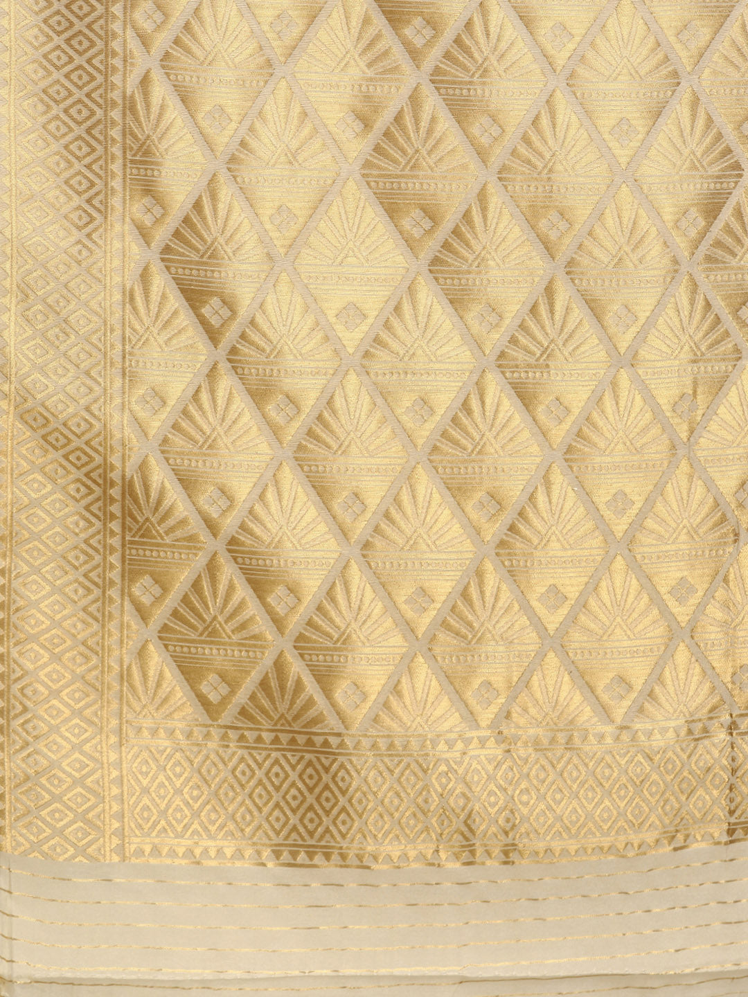 Mysore Silk Saree with Zari Weaving and Ikat Inspired Resham Pattern