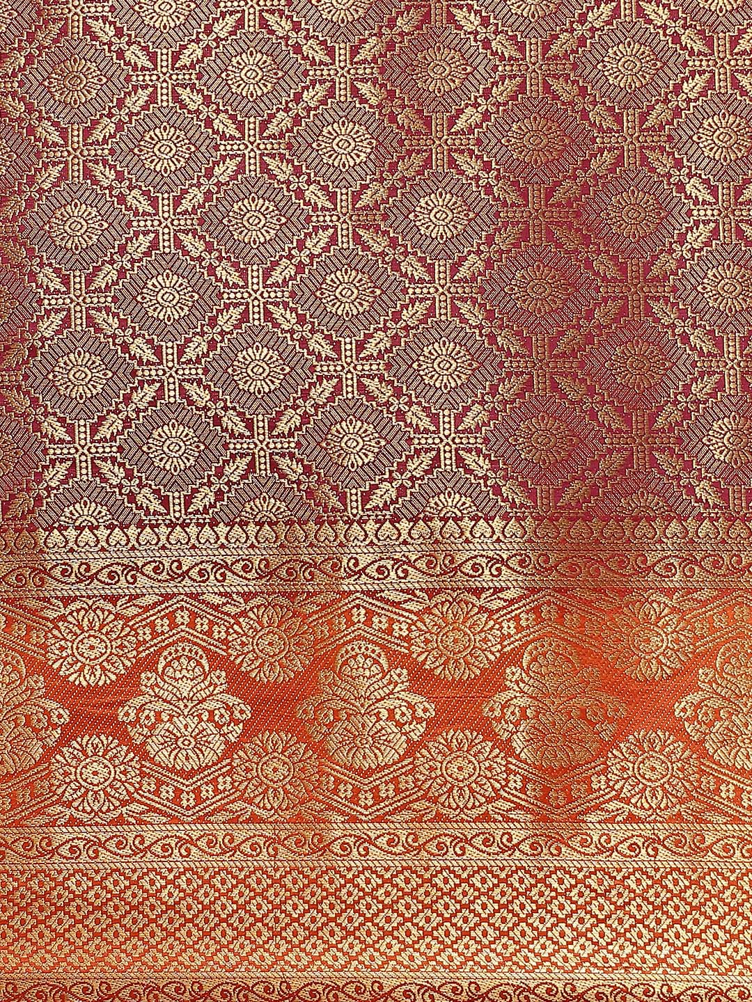 Burgundy Brocade Banarasi Golden Weaving Embellished TraditionalSaree