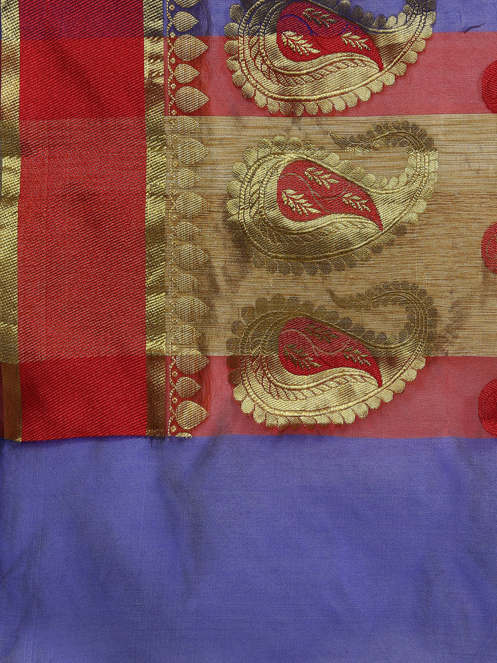 Chanderi Silk Saree with Zari Resham Woven Paisleys