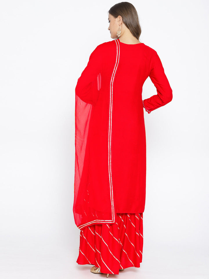 Gota Patti Embroidered Kurta Set with Striped Sharara