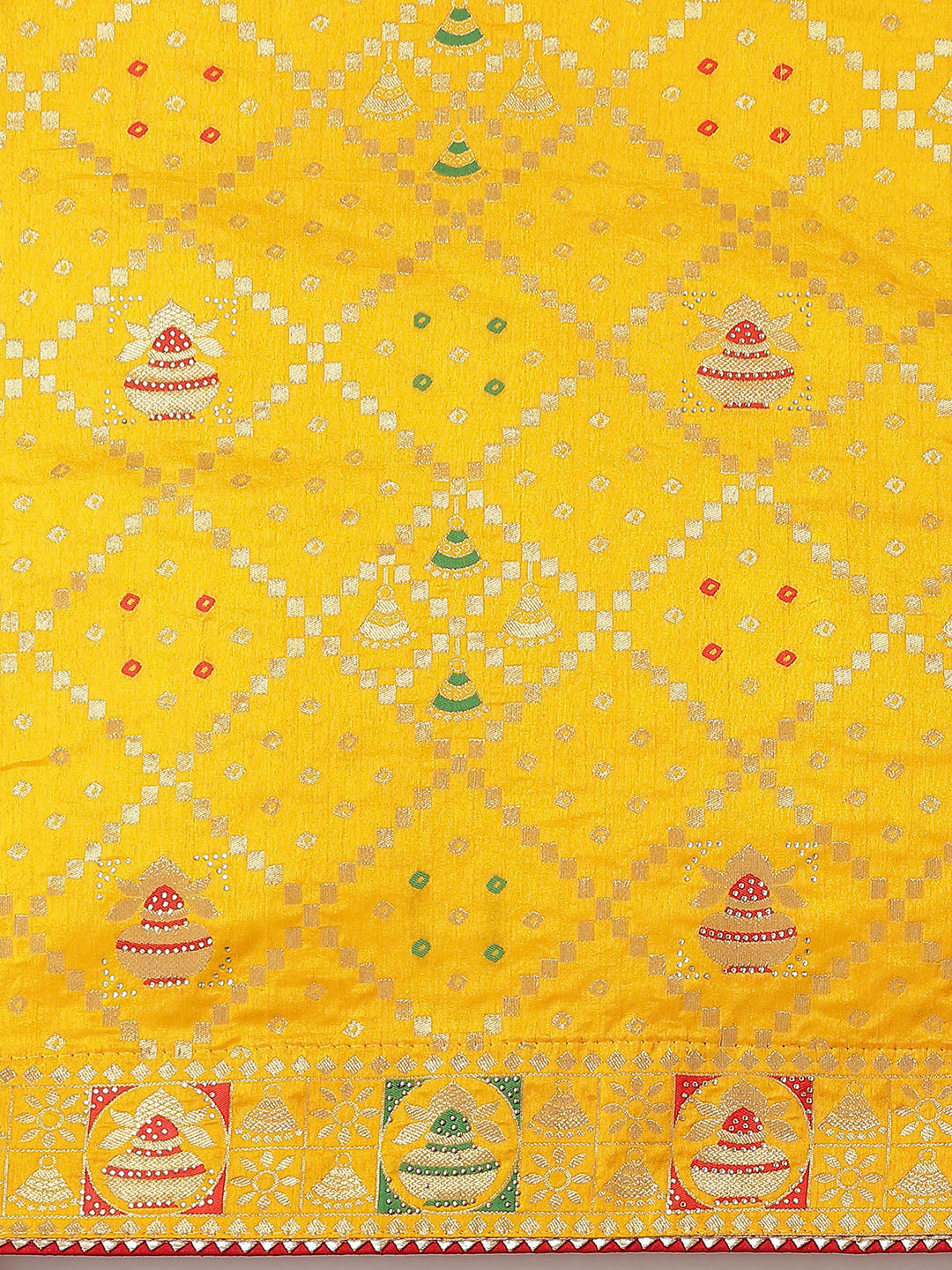 Gharchola Chanderi Silk Saree with Traditional Zari, Beads & Tassels