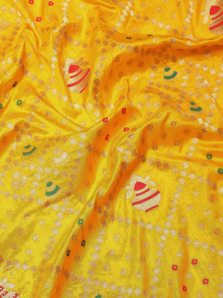 Gharchola Chanderi Silk Saree with Traditional Zari, Beads & Tassels