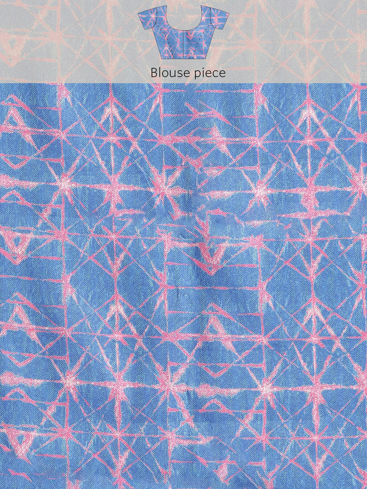 Blue & Pink Tie & Dye Light Weight Leheriya Chiffon Saree with Tassels