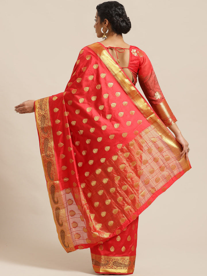 Banarasi Handloom Paisley Saree with Zari Woven Border and Heavy Rich Pallu