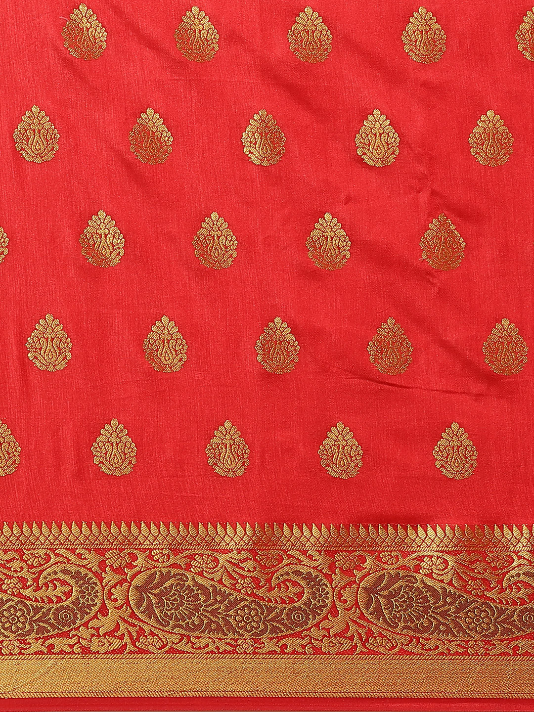 Banarasi Handloom Paisley Saree with Zari Woven Border and Heavy Rich Pallu