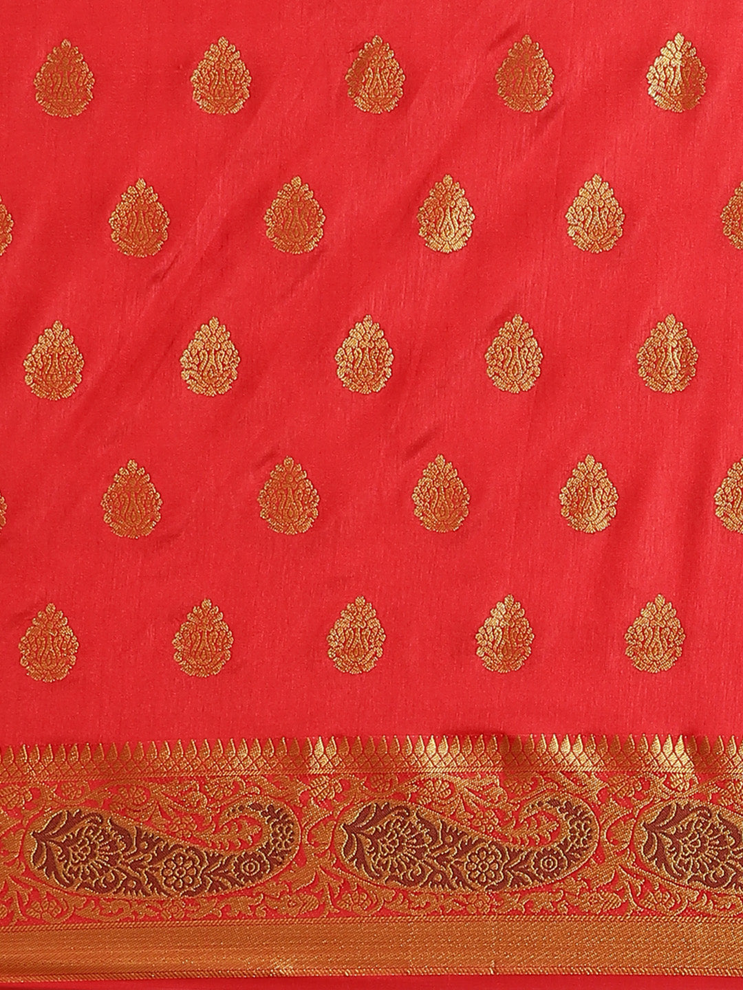 Banarasi Handloom Paisley Saree with Zari Woven Border and Heavy Rich Pallu