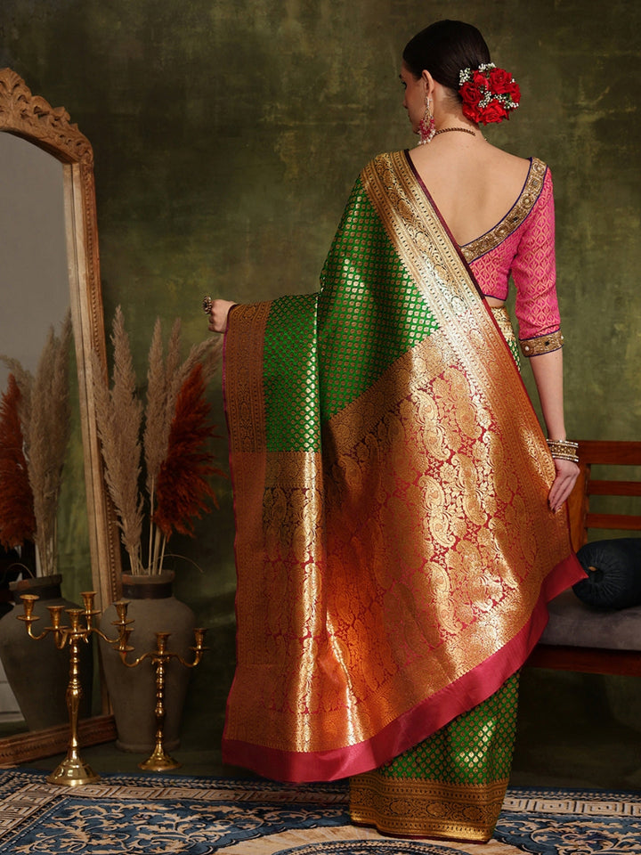 Traditional Handloom Banarasi saree with Intricate Zari Weaving
