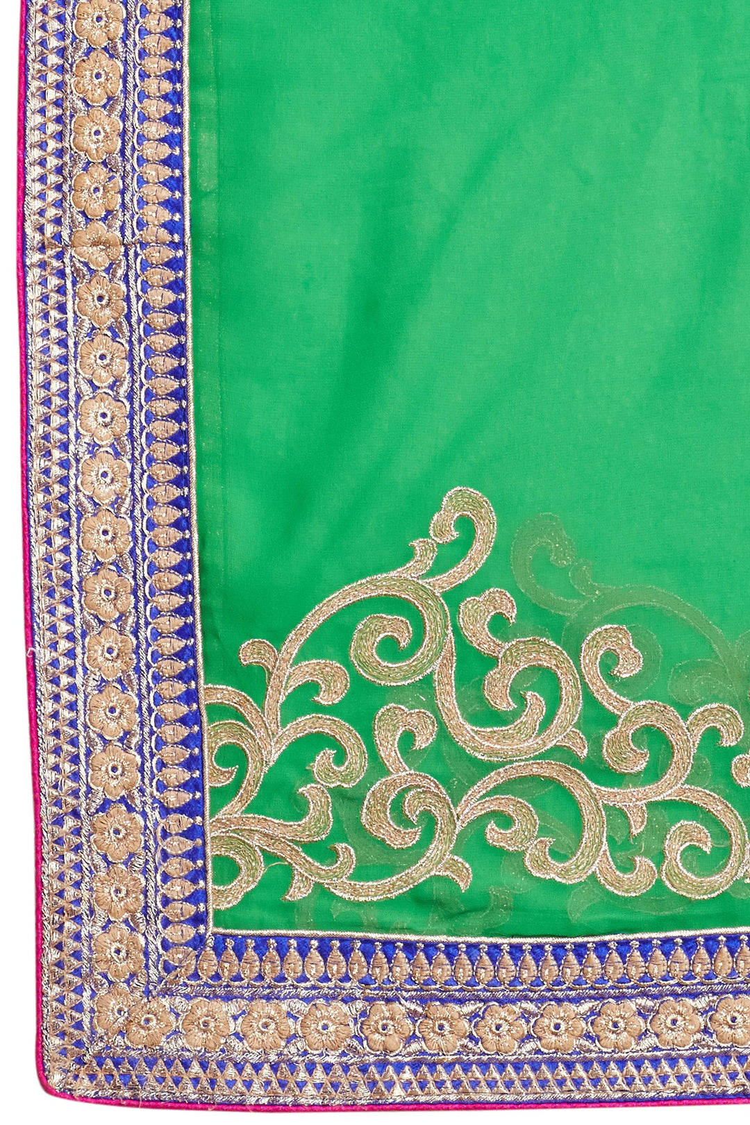 Pink & Green Embroidered Georgette Half & Half Party Wear Saree
