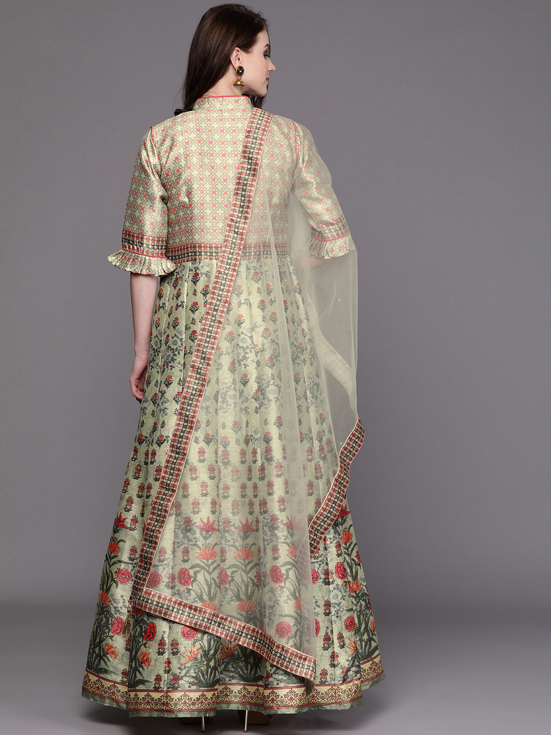 Embellished Cocktail Gown with Bohemian floral Print