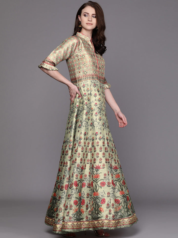Embellished Cocktail Gown with Bohemian floral Print