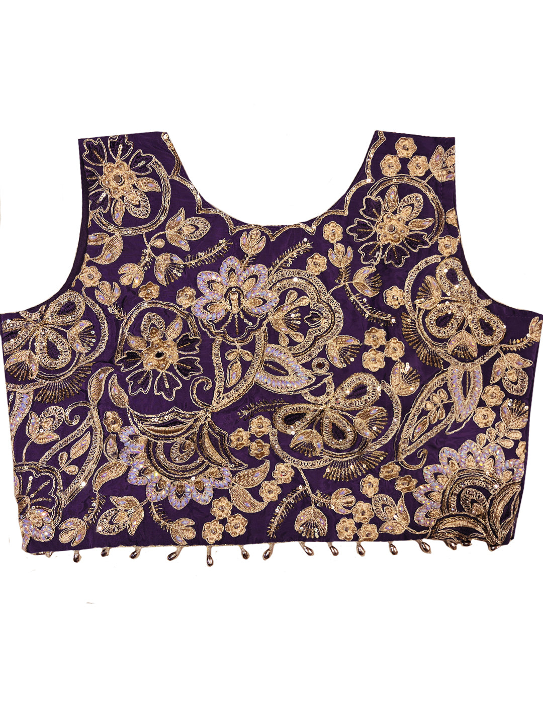 Zari Embroidery Indo-Western Set with Sequinned Shrug, Scalloping & Pleated Dhoti Skirt