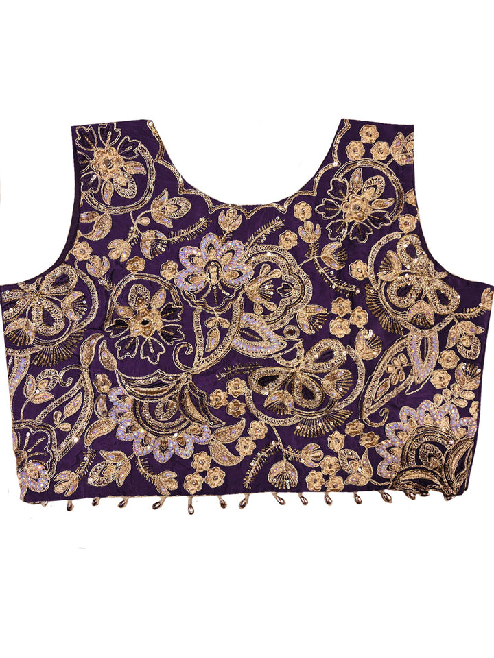 Zari Embroidery Indo-Western Set with Sequinned Shrug, Scalloping & Pleated Dhoti Skirt