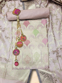 Chhabra 555 Meeanakari Weaving Banarasi Dress Material with Scalloped pattern & Jhallar Dupatta