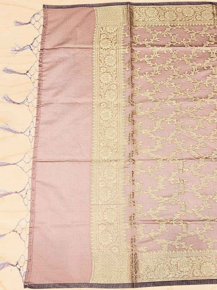 Meeanakari Weaving Banarasi Dress Material with Scalloped pattern & Jhallar Dupatta