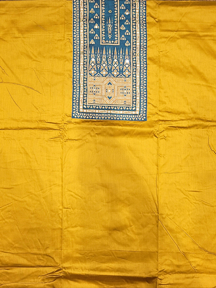 Kalamkari Print Unstitched Suit Dupatta with Mirror Embroidery & Tribal pattern