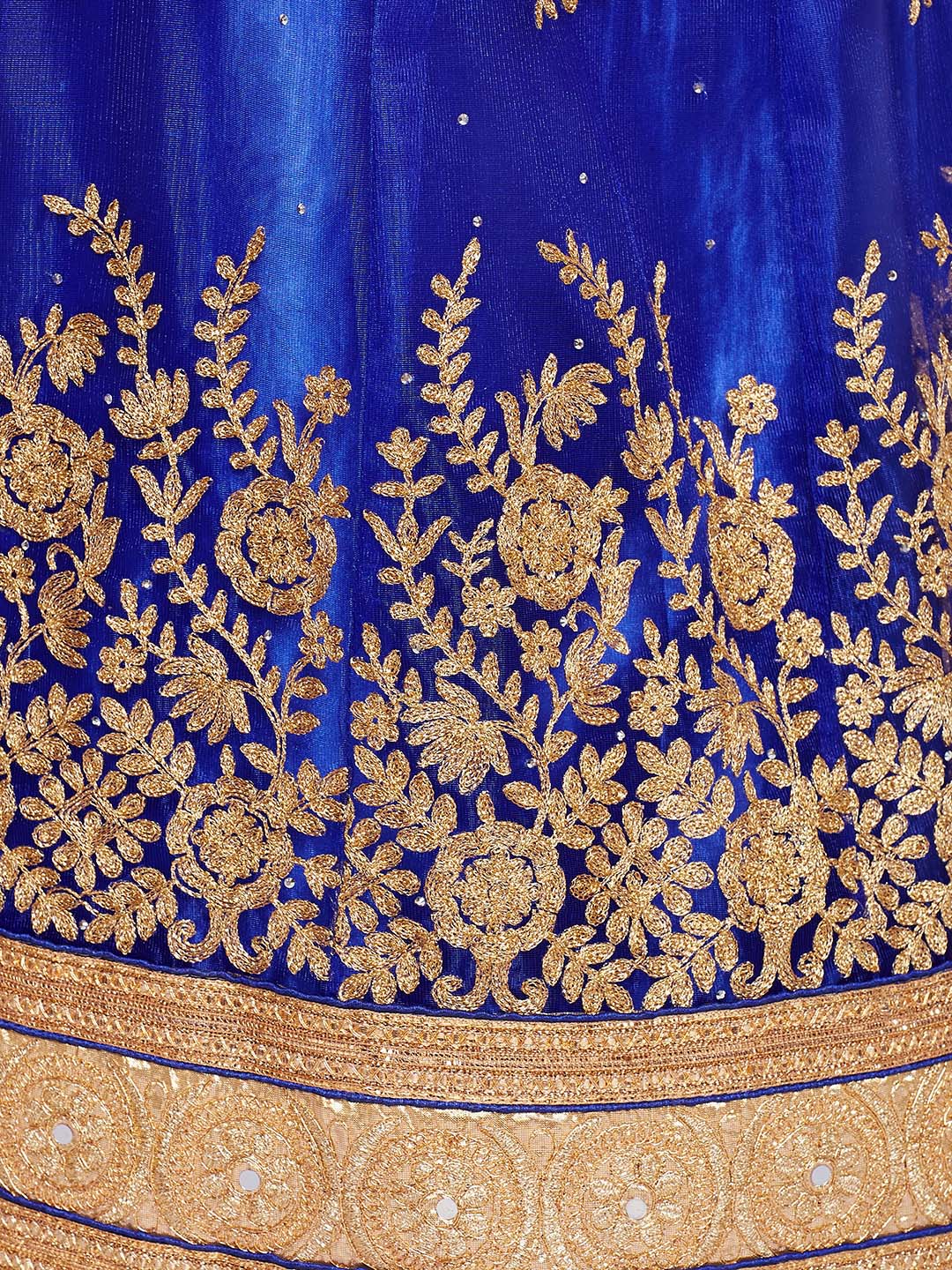 Blue & Gold  Coloured Net  Embroidered Semistiched Lehenga Choli With Dupatta
