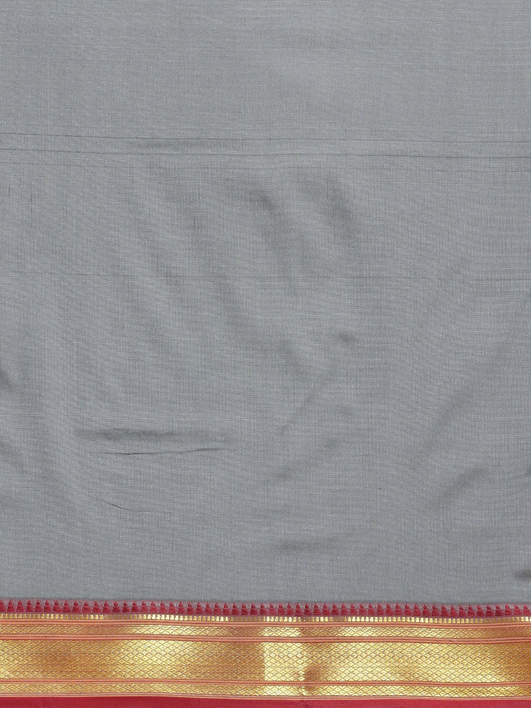 Narayanpet Grey Silk saree with Zari Contrast Border & Temple Pallu
