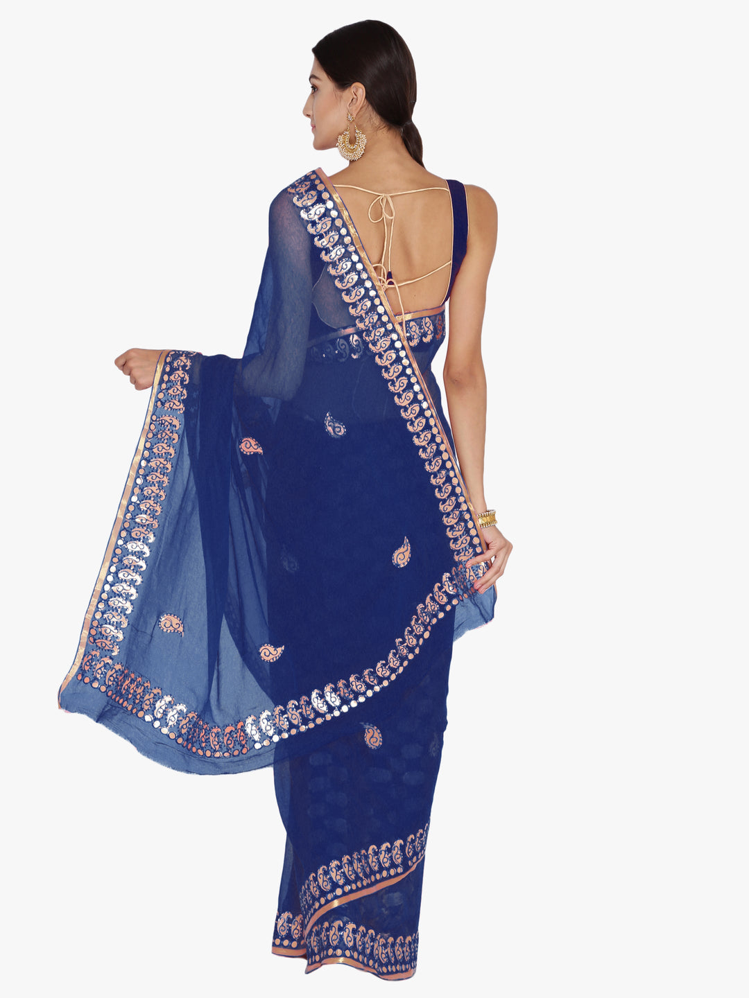 Resham Embroidered Chiffon Saree With Gotta Patti Paisley Motifs