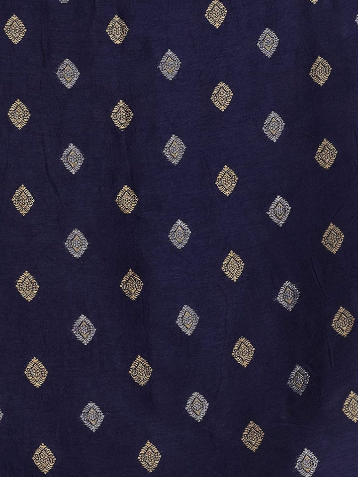Resham and Gotta Patti Embroidered Chiffon Navy Blue Saree