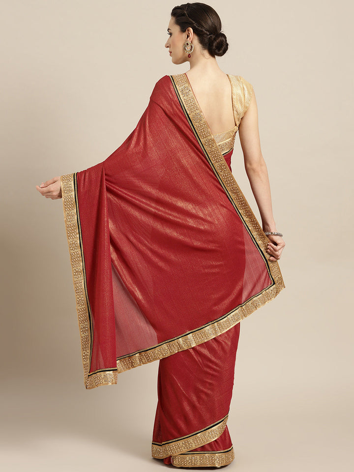 Shimmer Georgette Saree with Pearl Crystal Embellished Border
