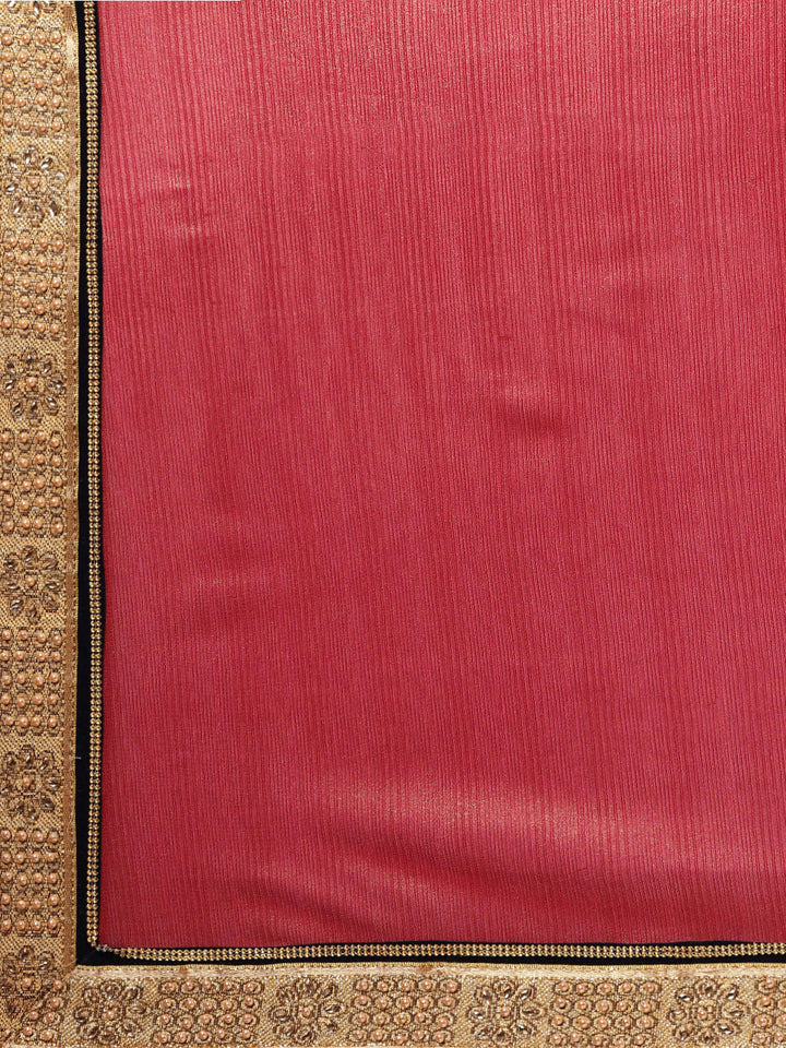 Shimmer Georgette Saree with Pearl Crystal Embellished Border