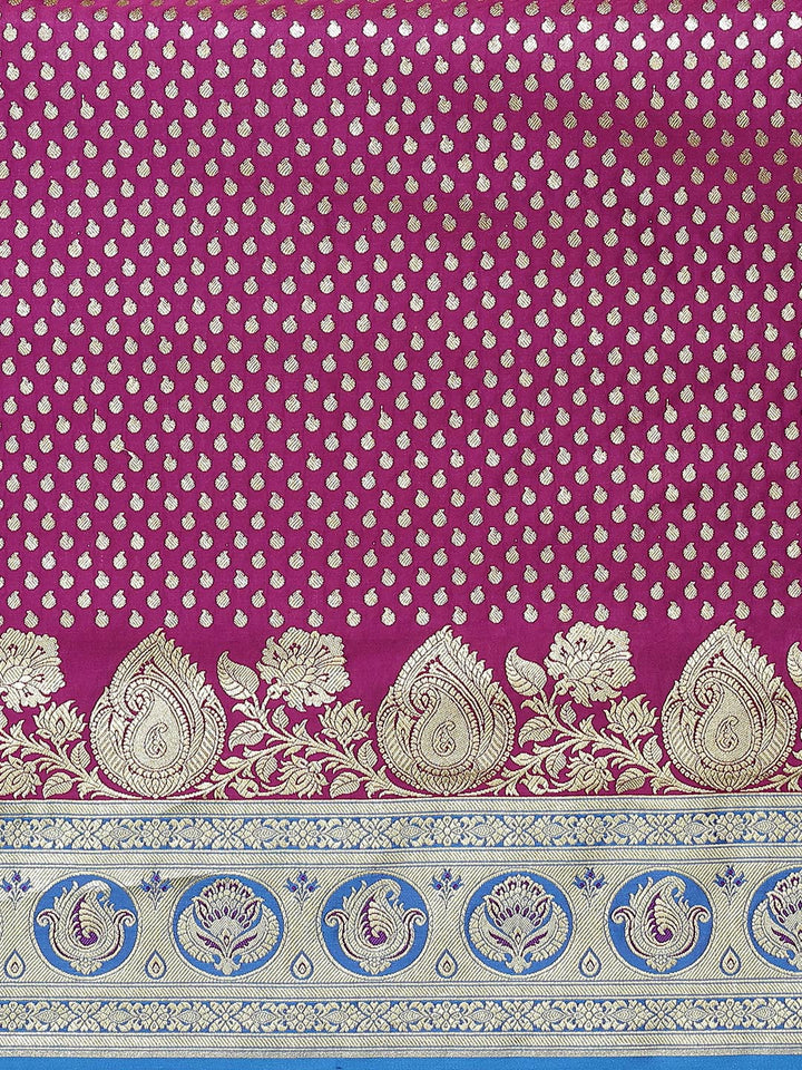 Burgundy Handloom Silk Saree With Embellished Heavy Zari Weaves
