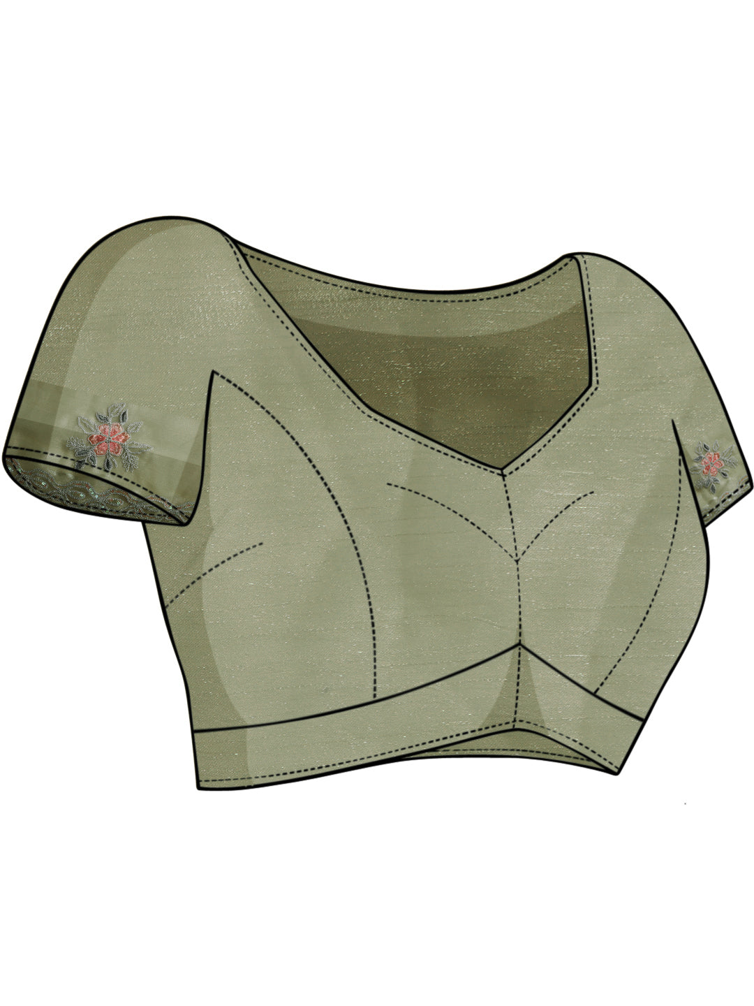 Floral Sequence Embellished Saree with Cutwork Border