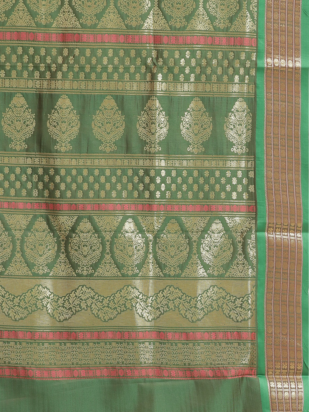 Kanjiwaram Dupion Silk saree with Zari Weaving Contrast Border and Rich Temple  Pallu