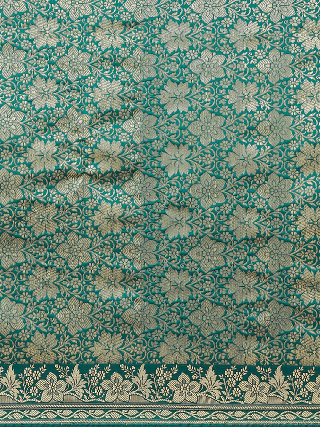 Teal Resham & Thread Woven Banarasi Silk Saree