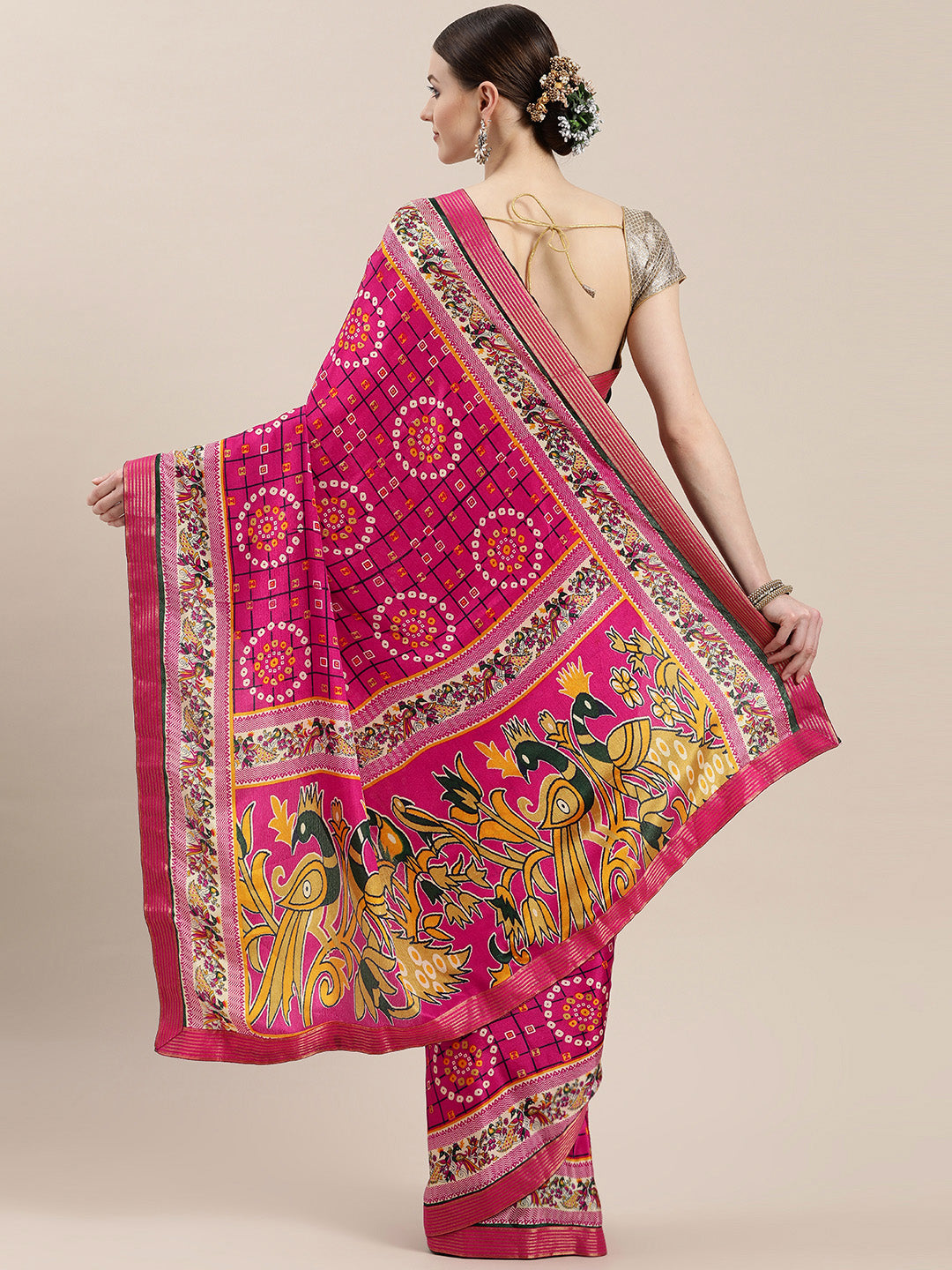 Bandhani Satin Crepe Saree