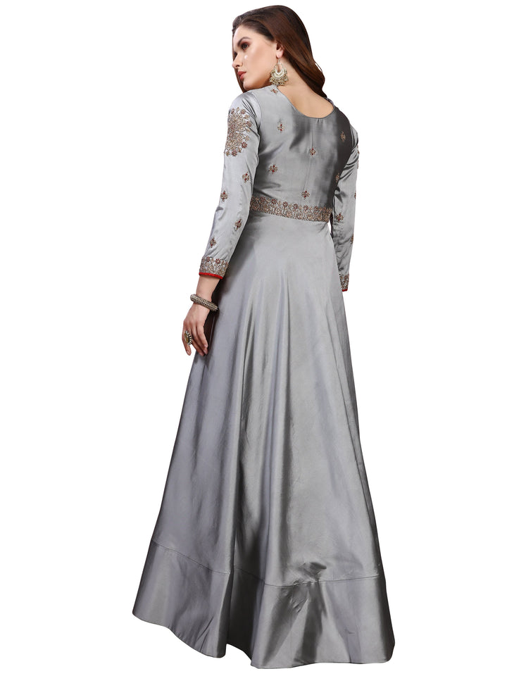 Embellished Gown with Zari and Resham Jeweled Pattern Neckline