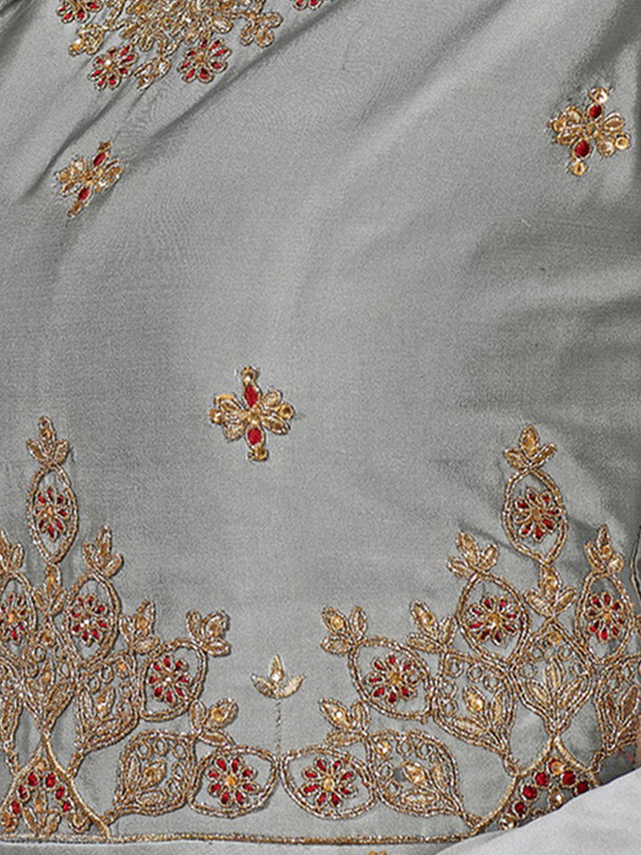 Embellished Gown with Zari and Resham Jeweled Pattern Neckline