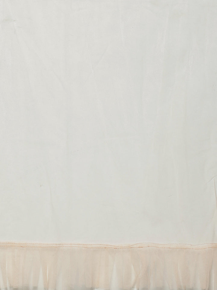 Peach Floral Resham Embroidered Cocktail Net Gown With Frills & Net Dupatta