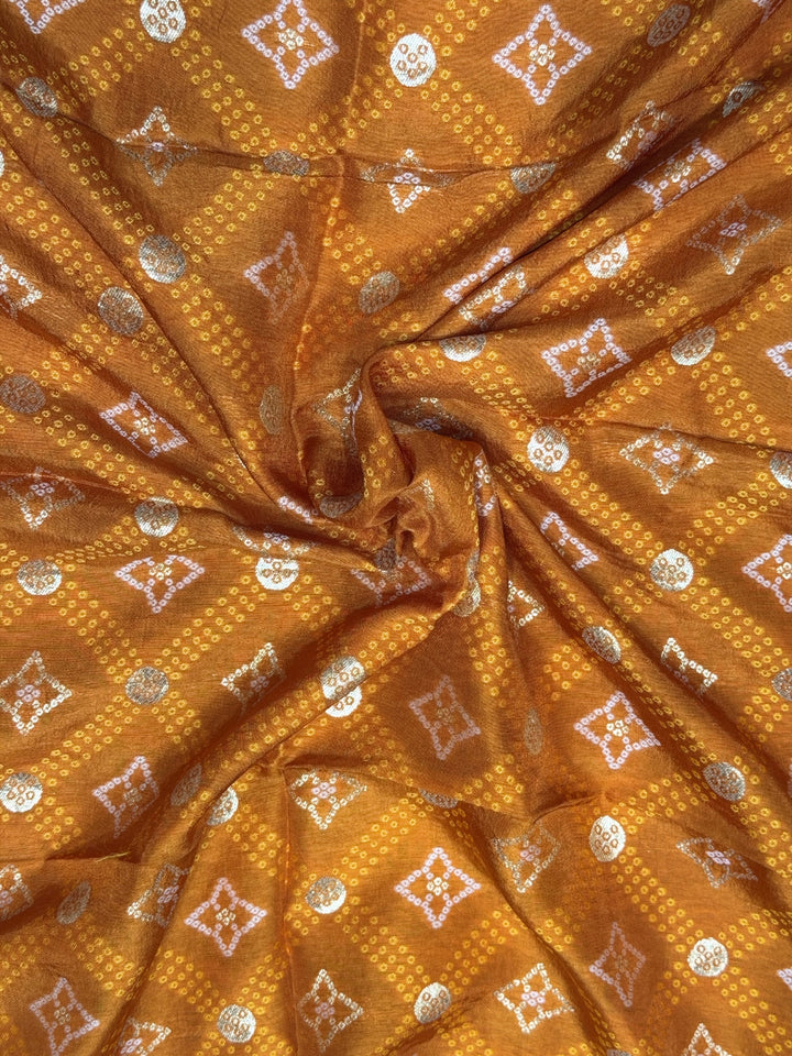 Bandhani Tye-Dye Print Dress Material with Zari Weaviing and Gharchola pattern