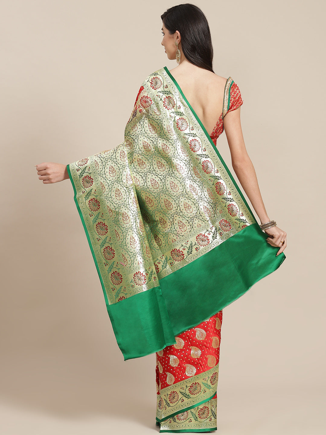 Red Kanjeevaram Wedding Silk Saree With Traditional Zari Ambi Motifs