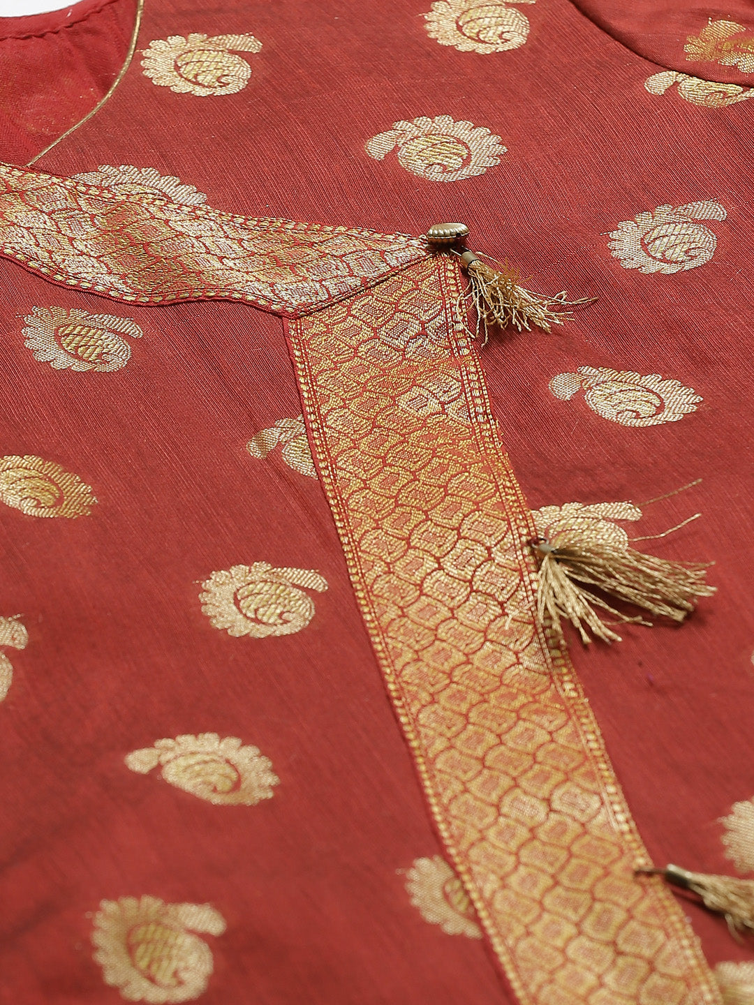 Banarasi Kurta Set with Zari meenakari Mughal Inspired weaving and Handloom dupatta