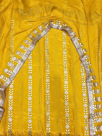 Gota Patti & Resham Embroidered Punjabi Suit Dupatta with Striped Floral Pattern