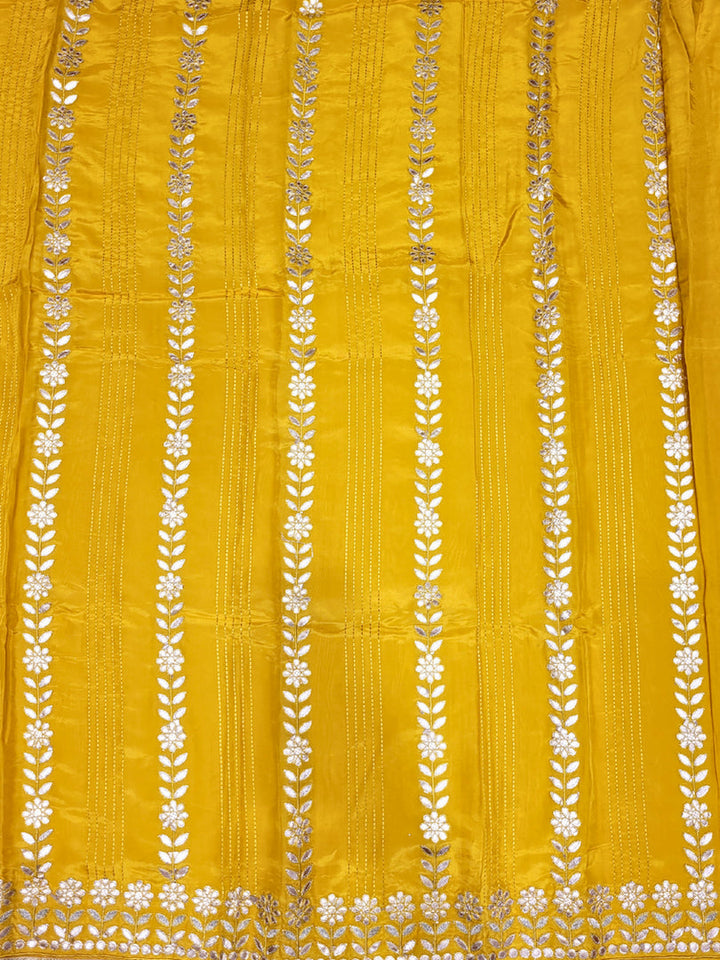 Gota Patti & Reshham Embroidered  Punjabi Suit Dupatta with Striped Floral Pattern