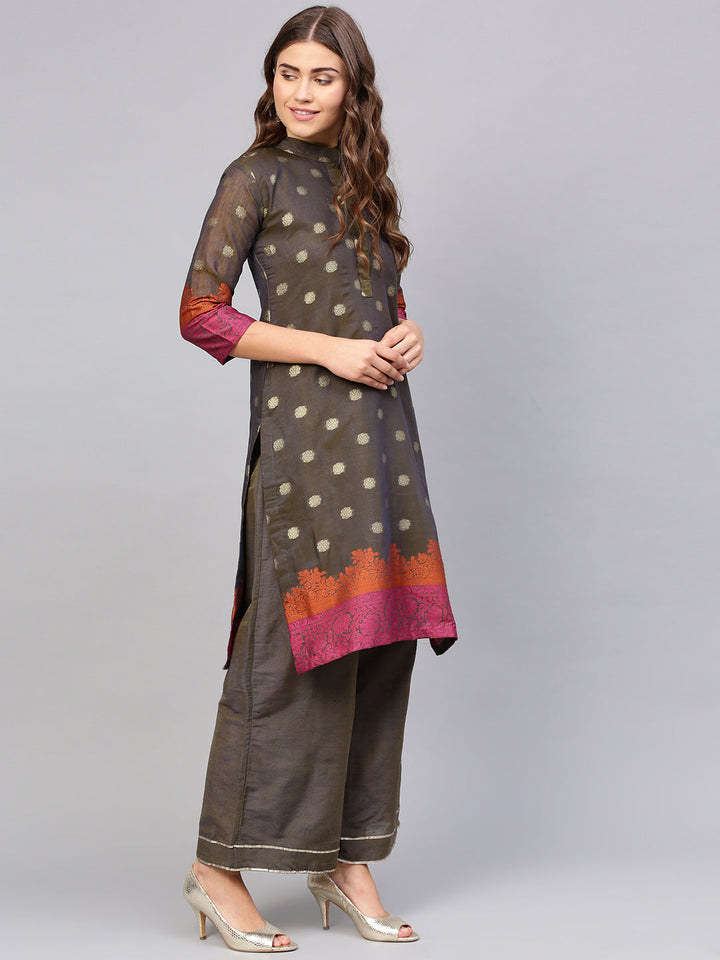 Banarasi Kurta Set with Handloom weaving dupatta