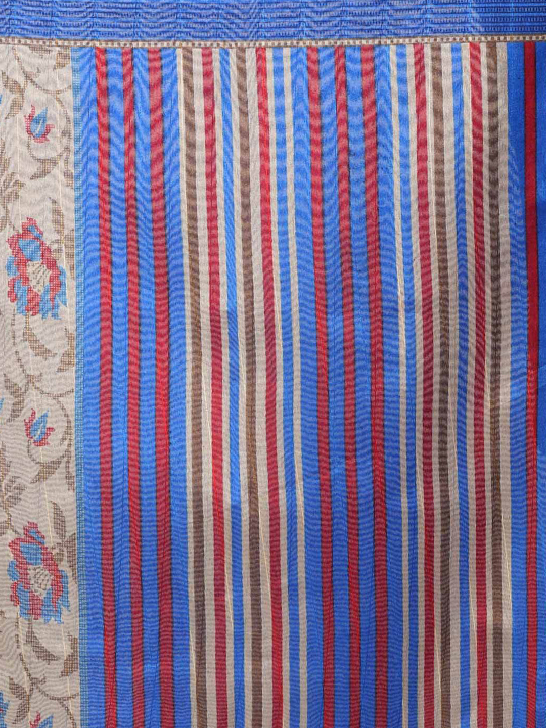 Red & Blue Coloured Cotton Silk Printed Saree
