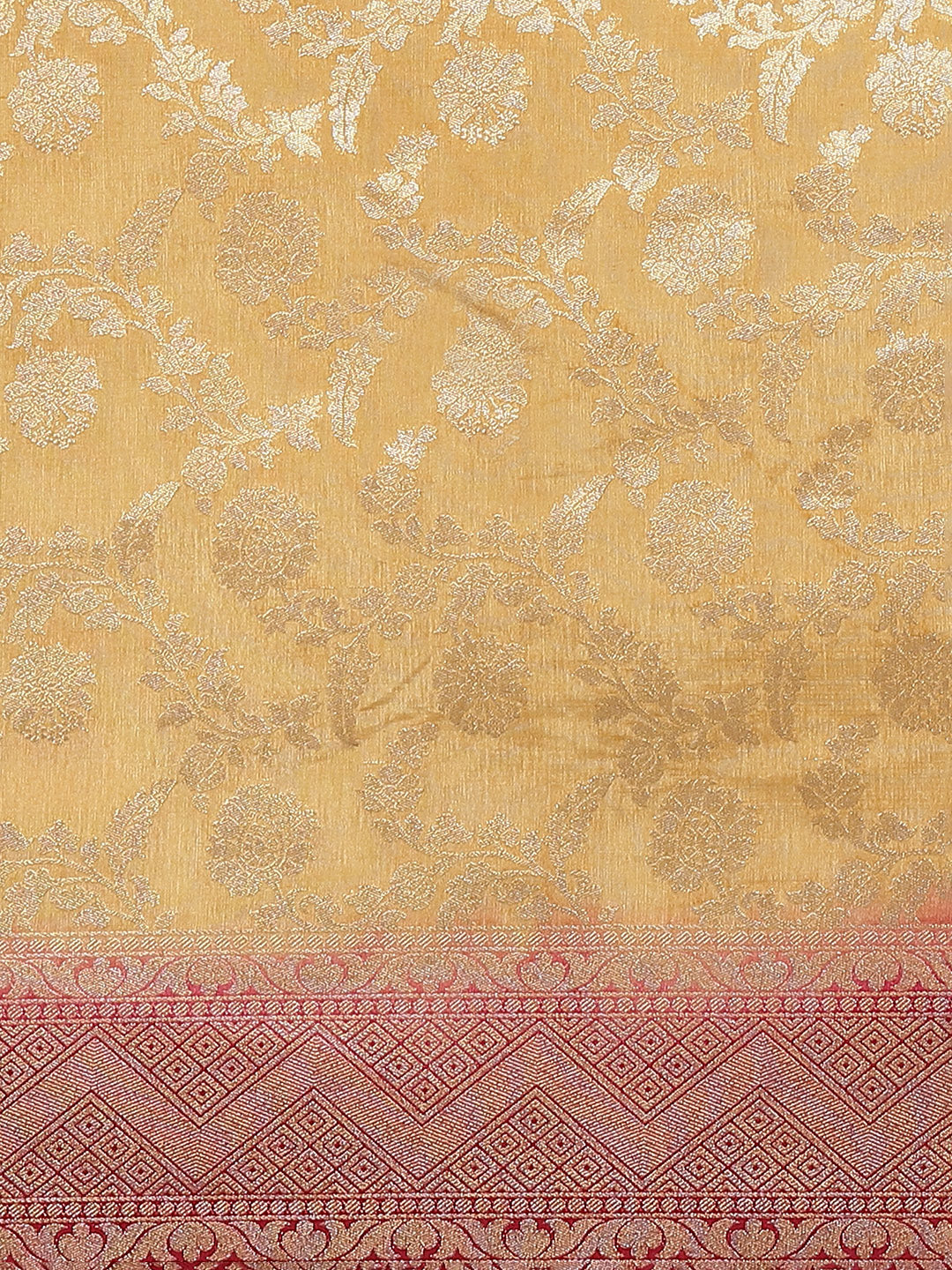 Kanjeevaram Handloom Silk Saree with Zari and Resham Weaving in Floral Ethnic Pattern